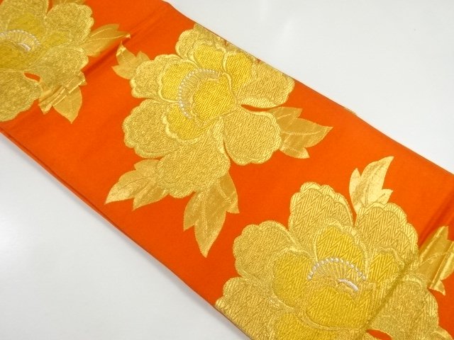 JAPANESE KIMONO / ANTIQUE FUKURO OBI / SILK / WOVEN FLOWER